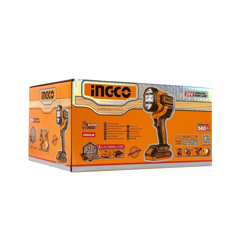 INGCO ไฟฉาย HIGH BEAMไร้สาย 20V 2000 ลูเมน พร้อมแบต 2.0Ah x1 ก้อน รุ่น CWLI20881 - Image 4