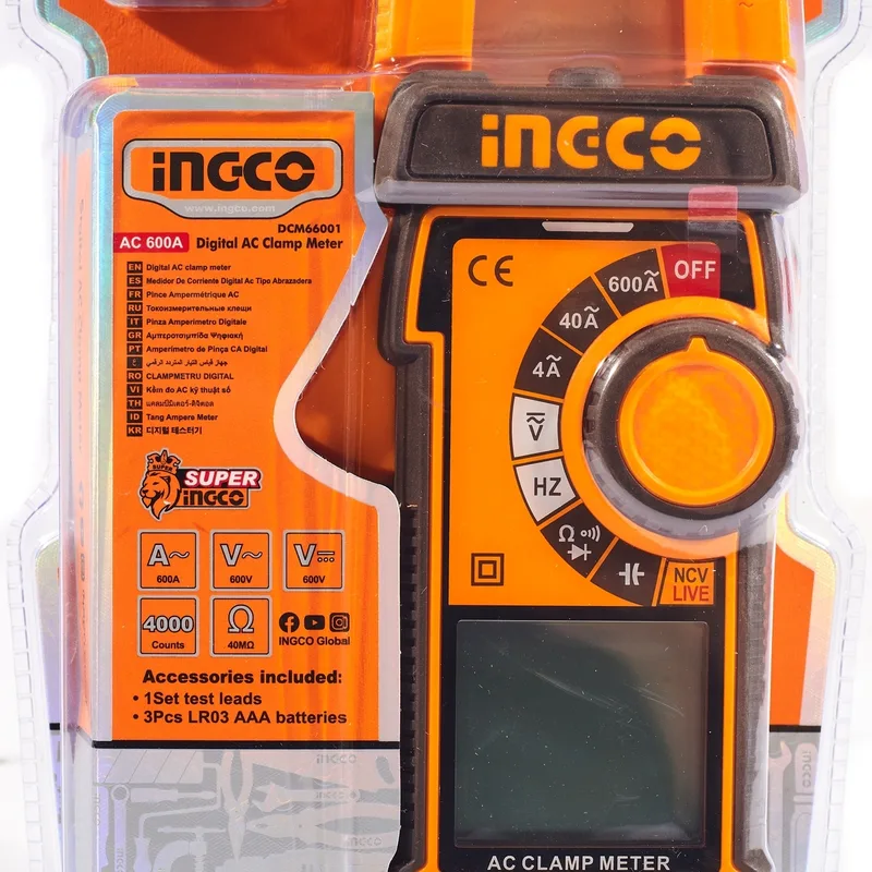 INGCO ดิจิตอลแคลมป์มิเตอร์ AC 600A True RMS รุ่น DCM66001 - Image 2