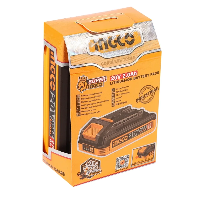 INGCO แบตเตอรี่ลิเธียม 20V 2.0 Ah ระบบ P20S รุ่น FBLI20011 - Image 4