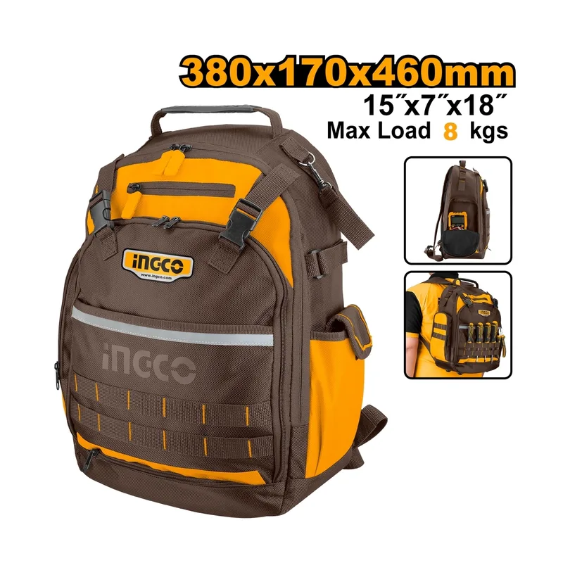 INGCO กระเป๋าเป้สะพายหลังใส่เครื่องมือช่าง ขนาด 15 นิ้ว รุ่น HBP01028