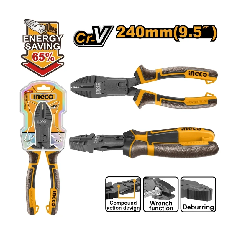 INGCO คีมปากจิ้งจก 9.5 นิ้ว เหล็ก CR-V รุ่นประหยัดแรง