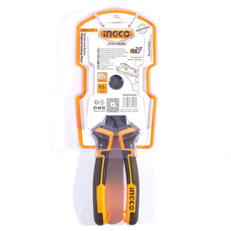 INGCO คีมปากตัด 8 นิ้ว เหล็ก CR-V รุ่นประหยัดแรง