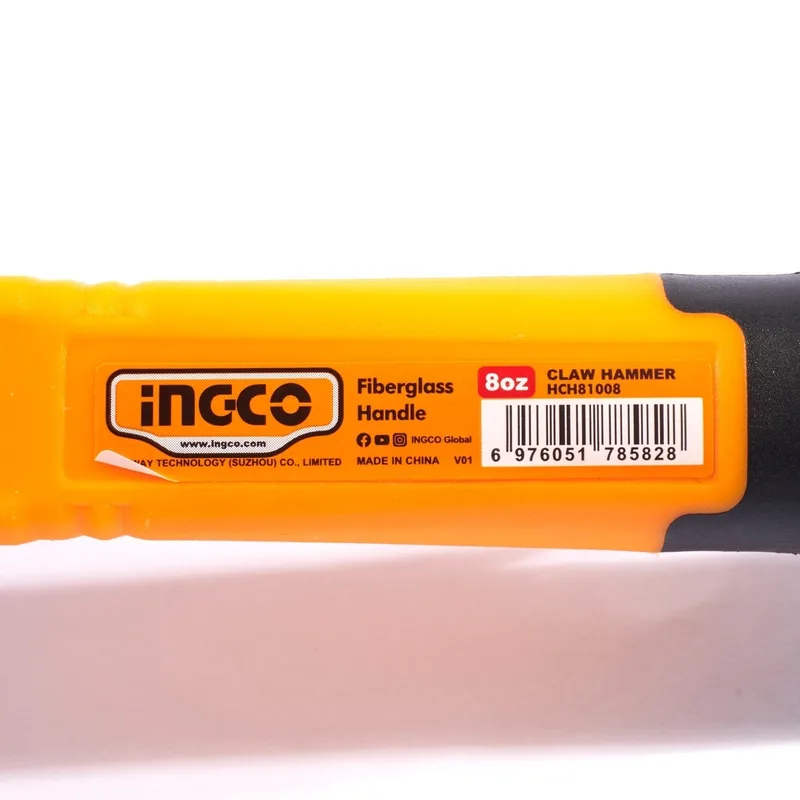 INGCO ค้อนหงอน ด้ามไฟเบอร์ 8 OZ. หัวแม่เหล็กดูดตะปู รุ่น HCH81008 - Image 3