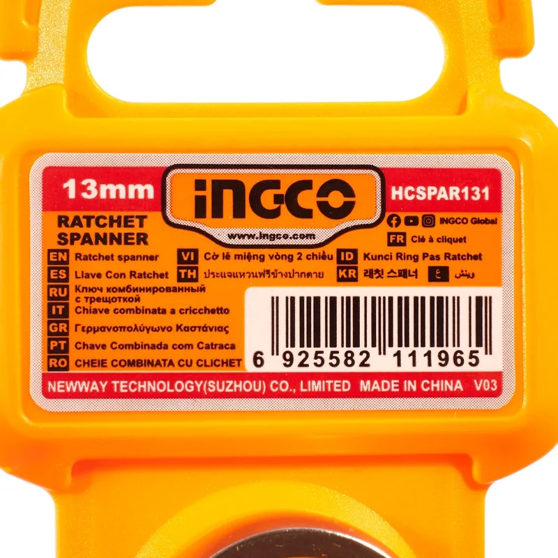 INGCO ประแจแหวนเกียร์ (Ratchet Wrench) เบอร์ 13 มม. เหล็ก CR-V รุ่น HCSPAR131 - Image 4