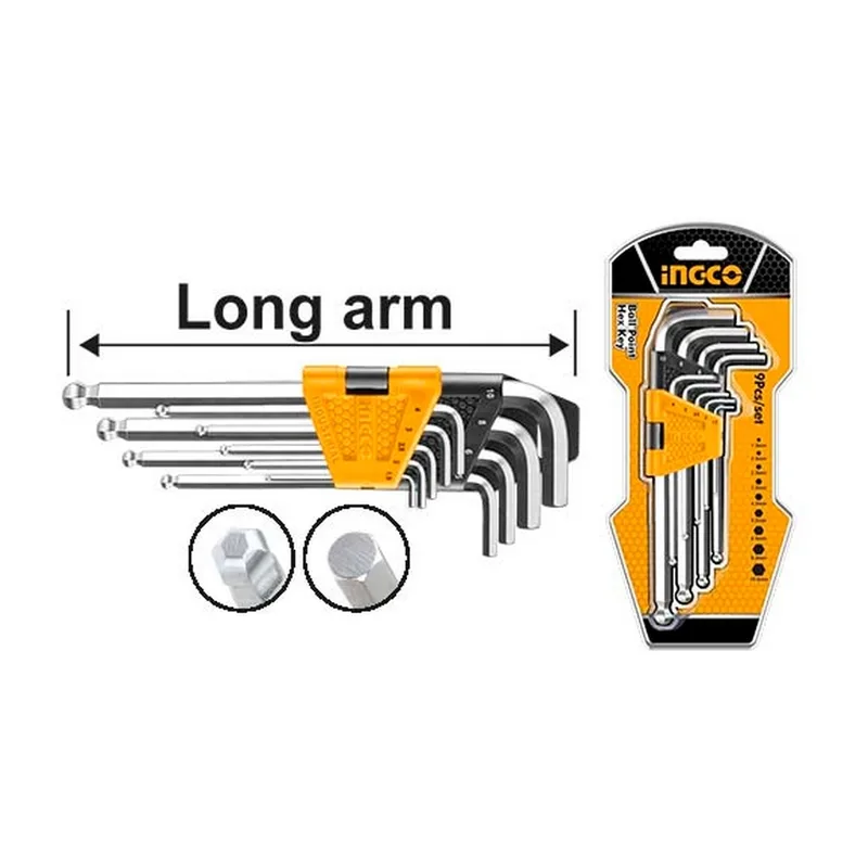 INGCO ประแจแอลหกเหลี่ยมหัวบอล 9 ชิ้น รุ่น HHK12091