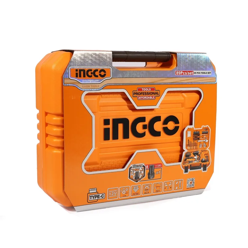 INGCO ชุดสว่านไร้สาย 12V พร้อมเครื่องมือช่าง 89 ชิ้น รุ่น HKTHP10891 - Image 9