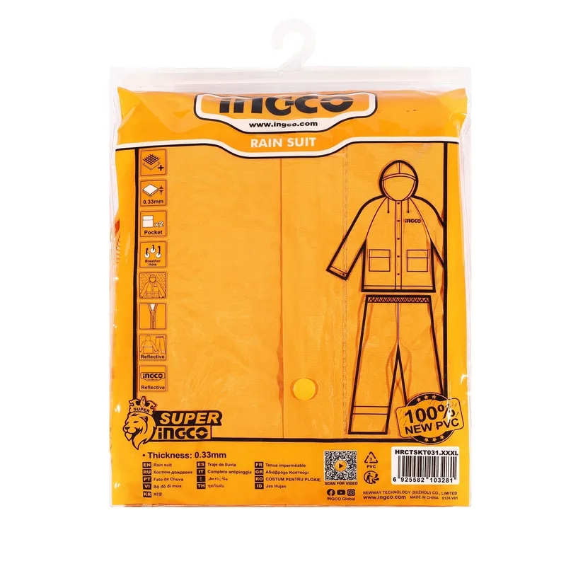 INGCO ชุดเสื้อกันฝน+กางเกง ไซส์ XXXL รุ่น HRCTSKT031 - Image 4