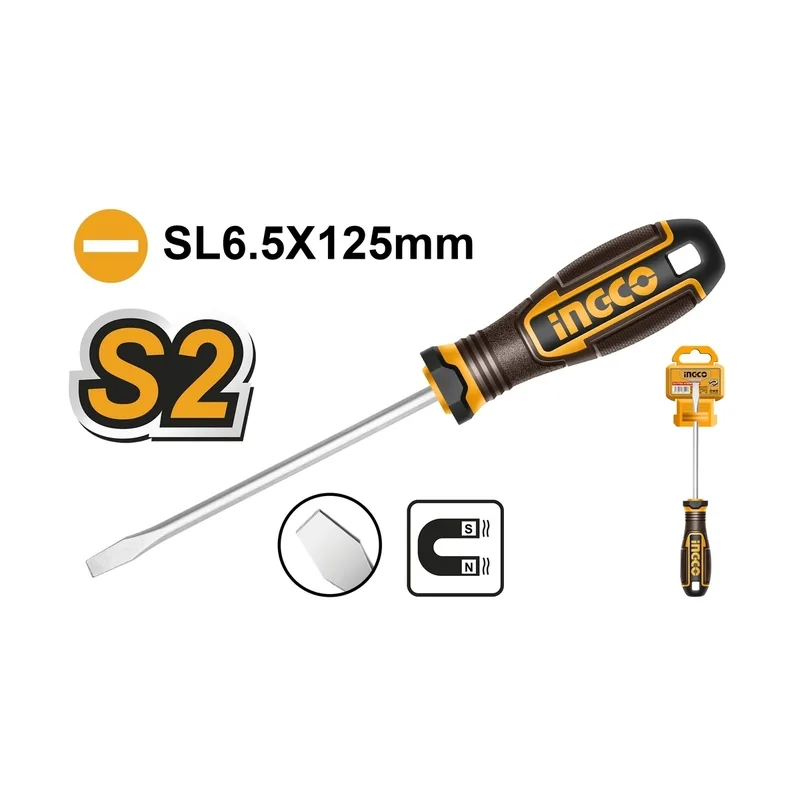 INGCO ไขควงปากแบน 5X6X125 เหล็ก S2 รุ่น HSDSL6125