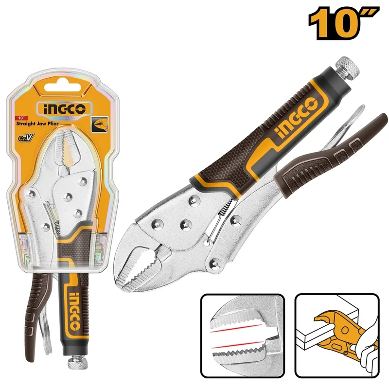 INGCO คีมล็อคปากตรง 10 นิ้ว รุ่น HSJP0110