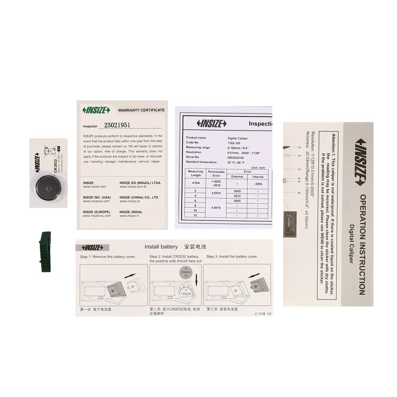 INSIZE เวอร์เนียร์คาลิเปอร์ดิจิตอลอ่านเศษส่วน ช่วงวัด 0-150 มม. (0-6 นิ้ว) รุ่น 1102-150 - Image 4