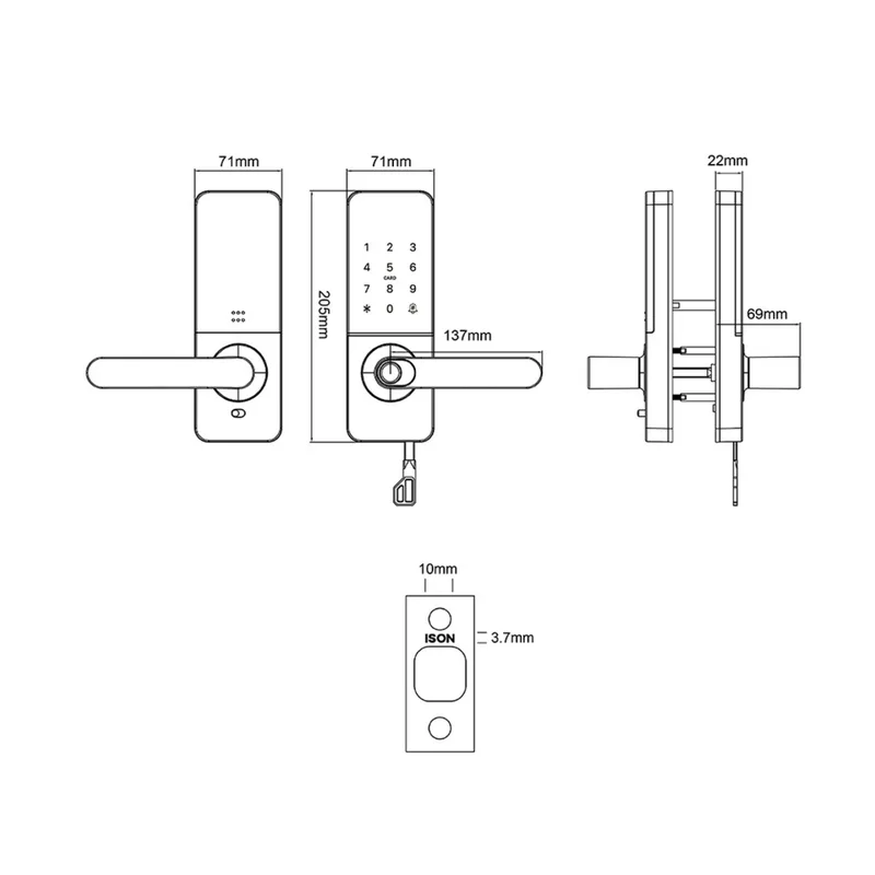 ISON DLH-9992BL ดิจิตอลล็อก สีดำด้าน - Image 4