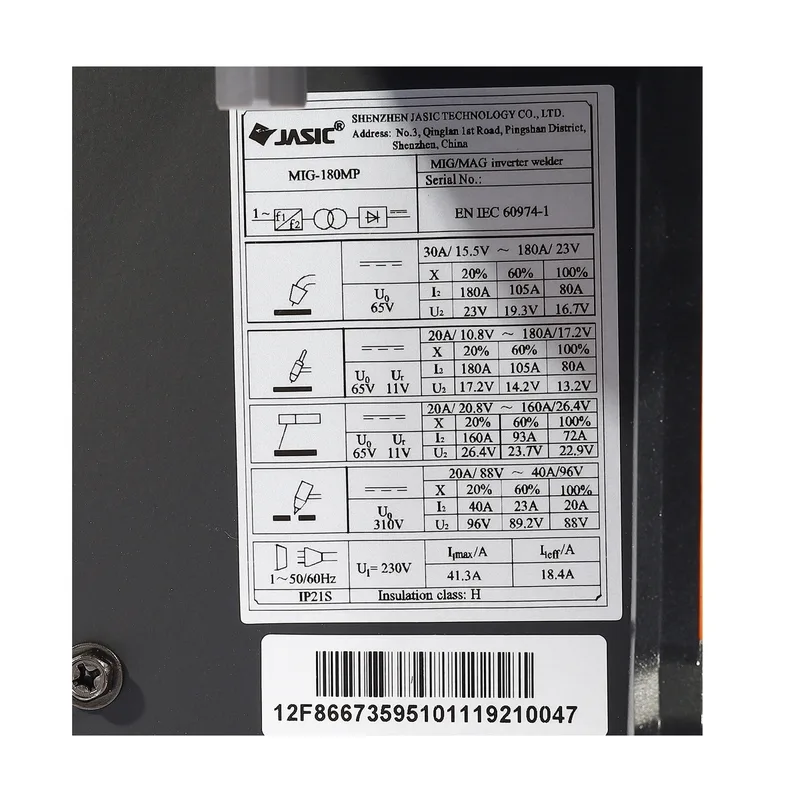 JASIC เครื่องเชื่อม MIG 5-in-1 MIG/MMA/TIG/CUT/PULSE 160A INVERTER IGBT 1 เฟส 220V รุ่น MIG180MP - Image 5