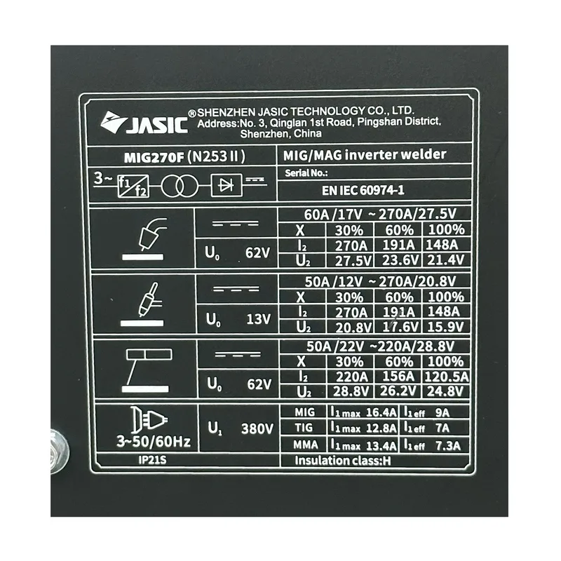 JASIC เครื่องเชื่อม MIG 270A INVERTER IGBT 3 เฟส 380V รุ่น MIG270FN253 - Image 5