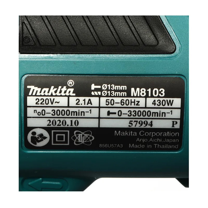 MAKITA สว่านกระแทกไฟฟ้า 430 วัตต์ + ชุดอุปกรณ์ รุ่น M8103KX2B - Image 6