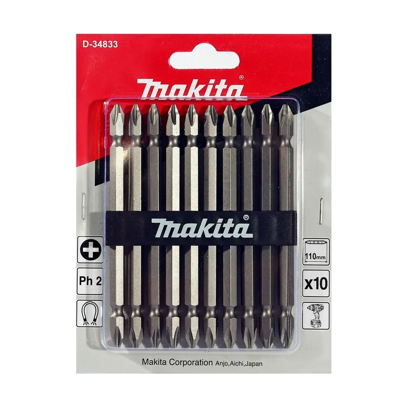 MAKITA ดอกไขควง แฉก PH2 ยาว 110 มม. 10 ดอก/ชุด รหัส D-34833