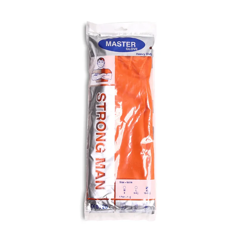 STRONGMAN ถุงมือยางธรรมชาติ ส้ม 16"ไซส์XL - Image 5