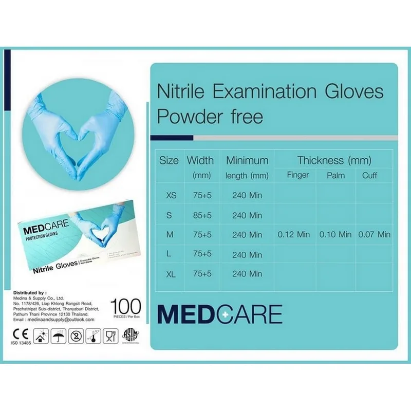 MEDCARE ถุงมือยางไนไตร สีฟ้า L - Image 3