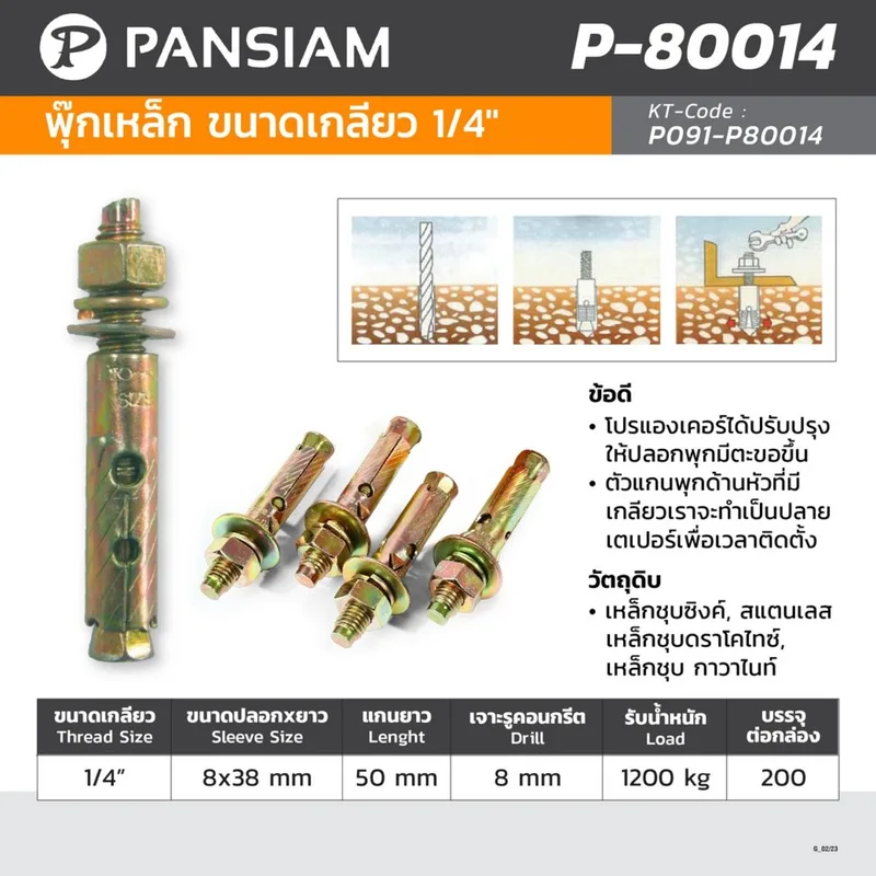 PANSIAM P-80014 พุ๊กเหล็ก ขนาดเกลียว 1/4" - Image 6