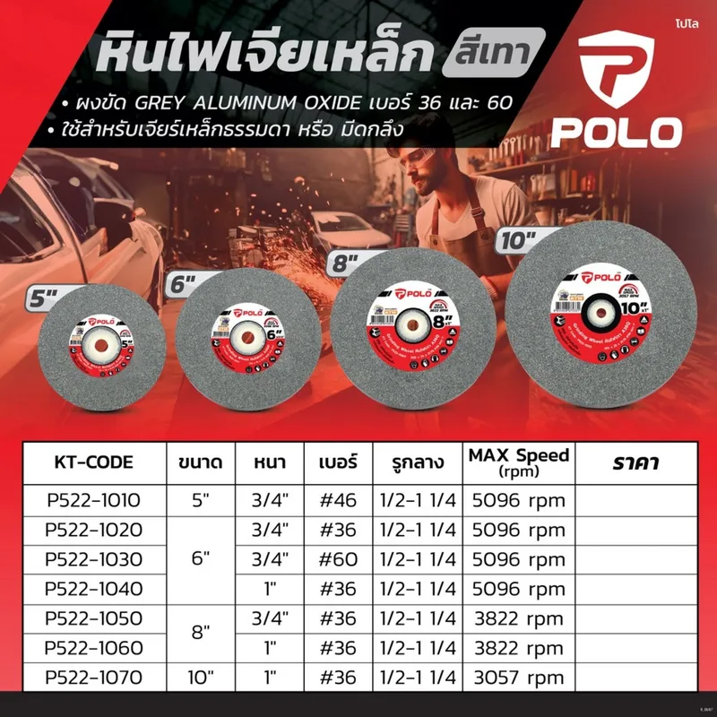 POLO หินไฟ (สีเทา) 6" หนา 3/4" #36 - Image 5