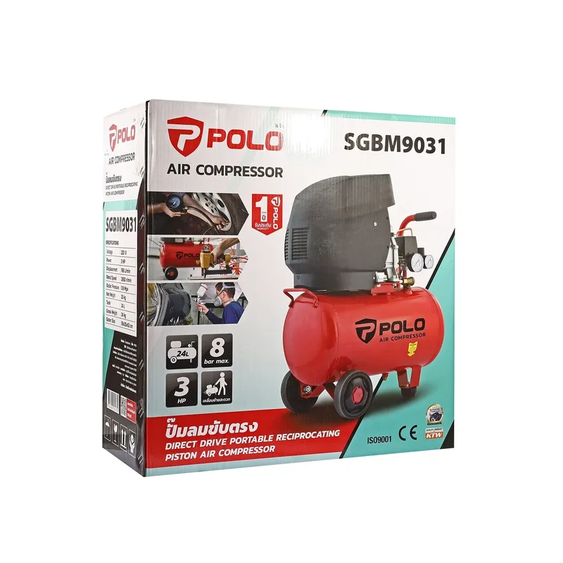 POLO ปั๊มลม 3 HP 1 เฟส 220V 24L รุ่น SGBM9031 - Image 15
