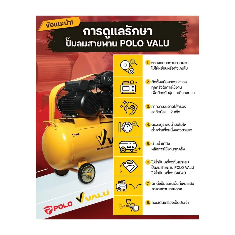 POLO ปั๊มลมขับสายพาน 7.5HP300L-3PH รุ่น SGJ-2090A300 - Image 5