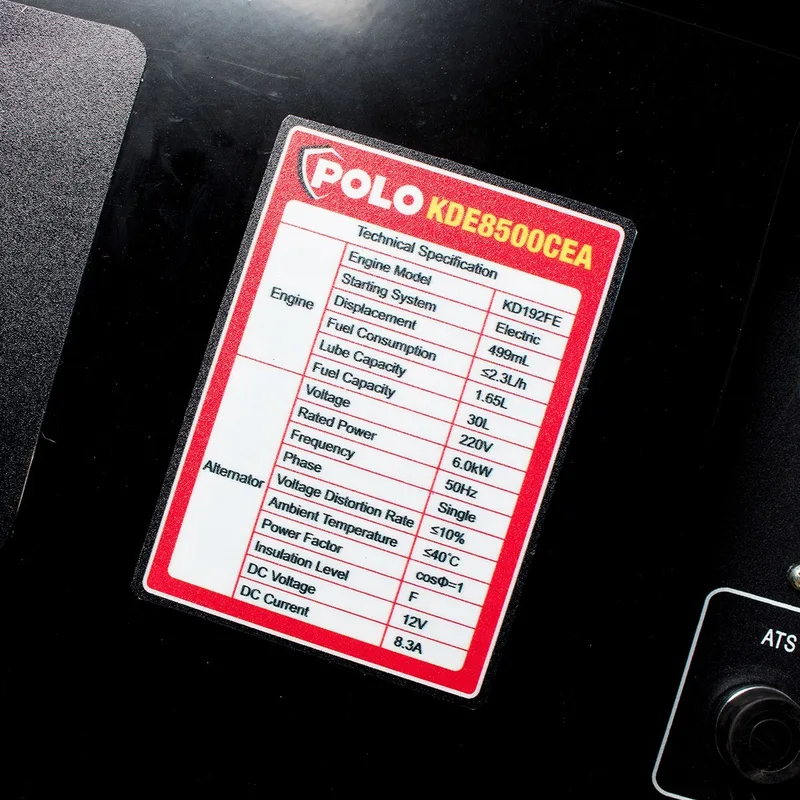 POLO เครื่องปั่นไฟดีเซล 6.5 KW รุ่น KDE8500CEA - Image 4