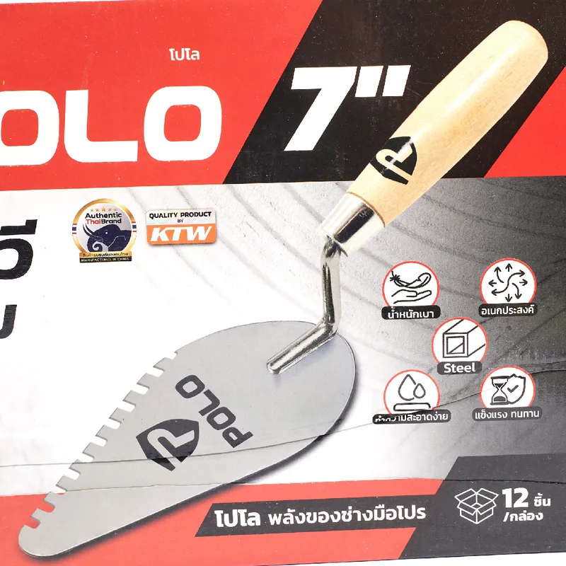 POLO เกรียงหวีสามเหลี่ยมเหล็ก 7"(12 ชิ้น/กล่อง) - Image 4
