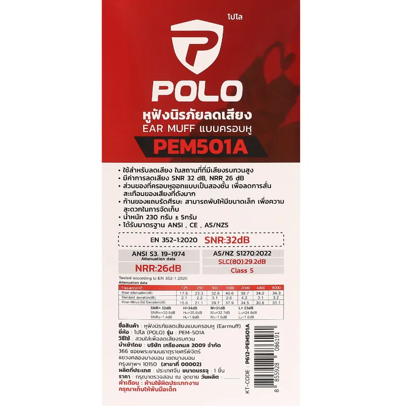 POLO หูฟังนิรภัยครอบหูแบบพับได้ รุ่น PEM501A - Image 7