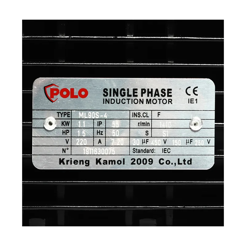 POLO มอเตอร์ 1.5HP 2 สาย 4P 220V รุ่น ML90S-4 - Image 4