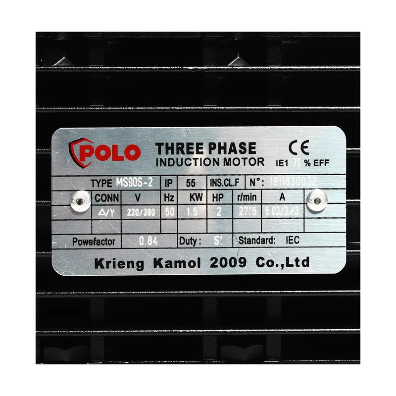 POLO มอเตอร์ 2HP 3 สาย 2P 380V รุ่น MS 90S-2 - Image 4