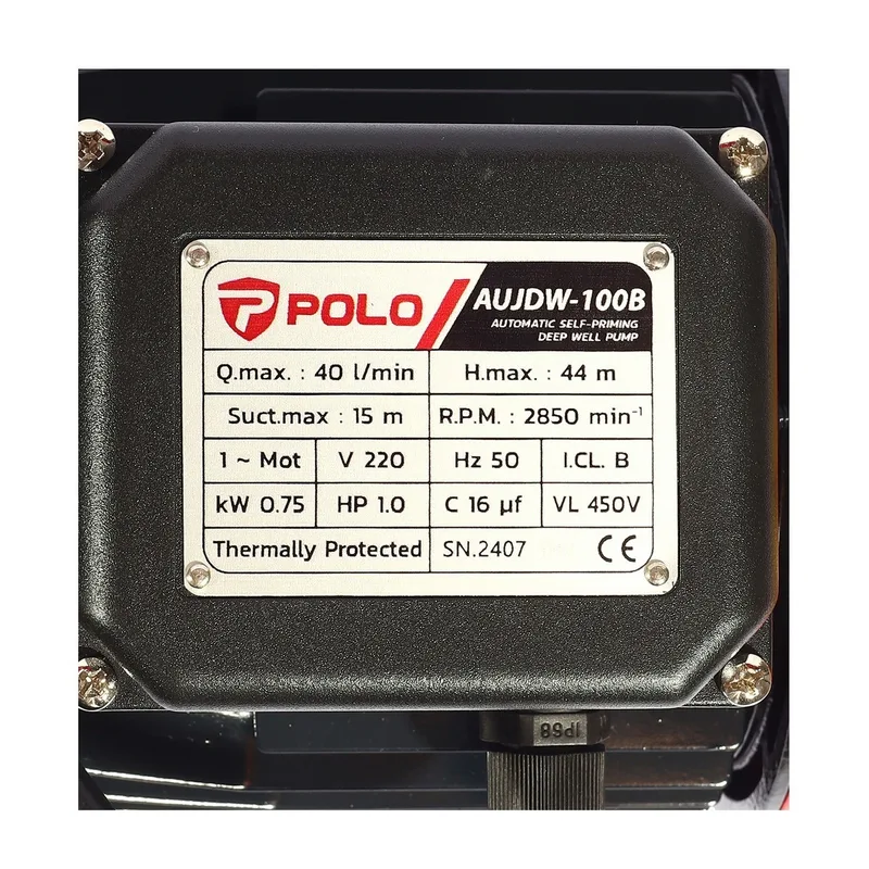 POLO ปั๊มบาดาลออโต้ เจ็ทคู่ 1 HP รุ่น AUJDW-100B - Image 8