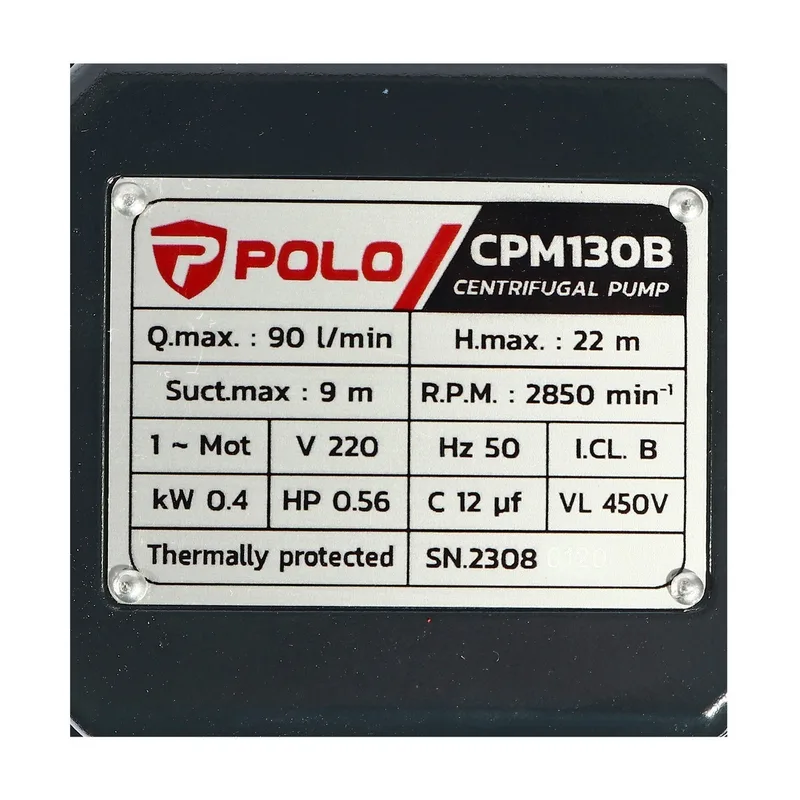 POLO ปั๊มหอยโข่ง 0.5HP 1" รุ่น CPM-130B - Image 6