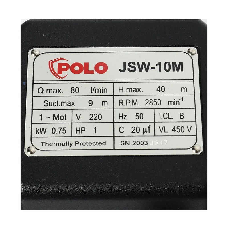 POLO ปั๊มหอยโข่งล่อน้ำ 1HP 1" รุ่น JSW-10M - Image 4