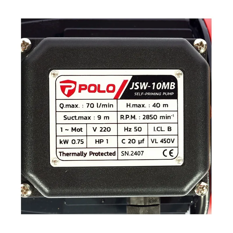 POLO ปั๊มหอยโข่งล่อน้ำ 1HP 1" รุ่น JSW-10MB - Image 6
