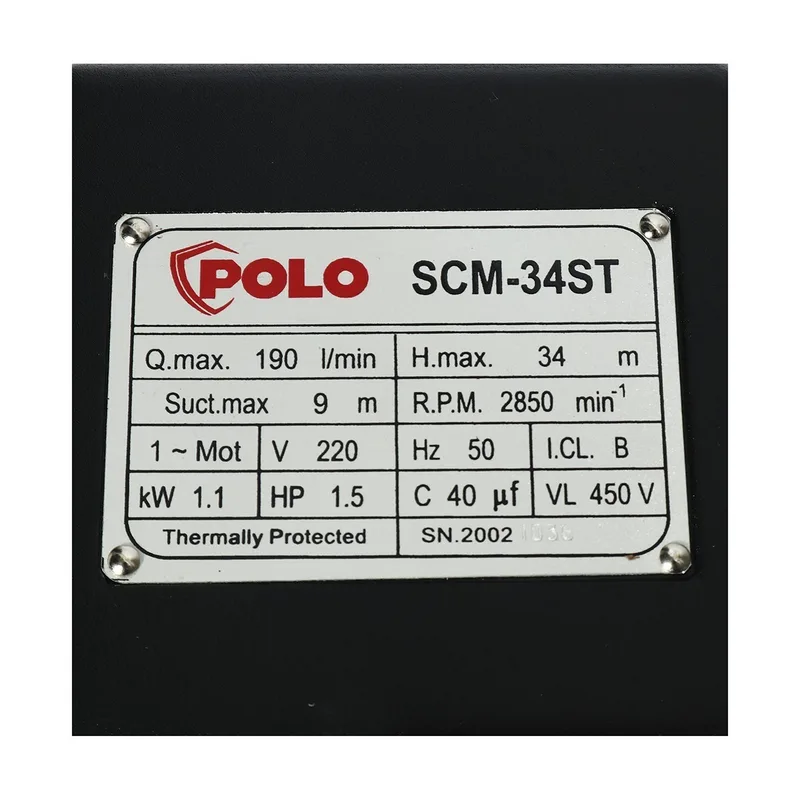 POLO ปั๊มสแตนเลส 1.5HP 1-1/4" X 1" รุ่น SCM-34ST - Image 4