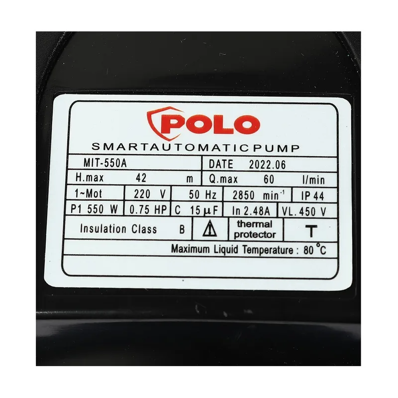 POLO ปั๊มน้ำอัตโนมัติ 550W+ฝาครอบ รุ่น MIT-550A - Image 5
