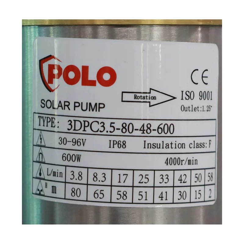 POLO ปั๊มบาดาลโซล่า 3" 3DPC-600W 48V MAX 80 ม. - Image 3