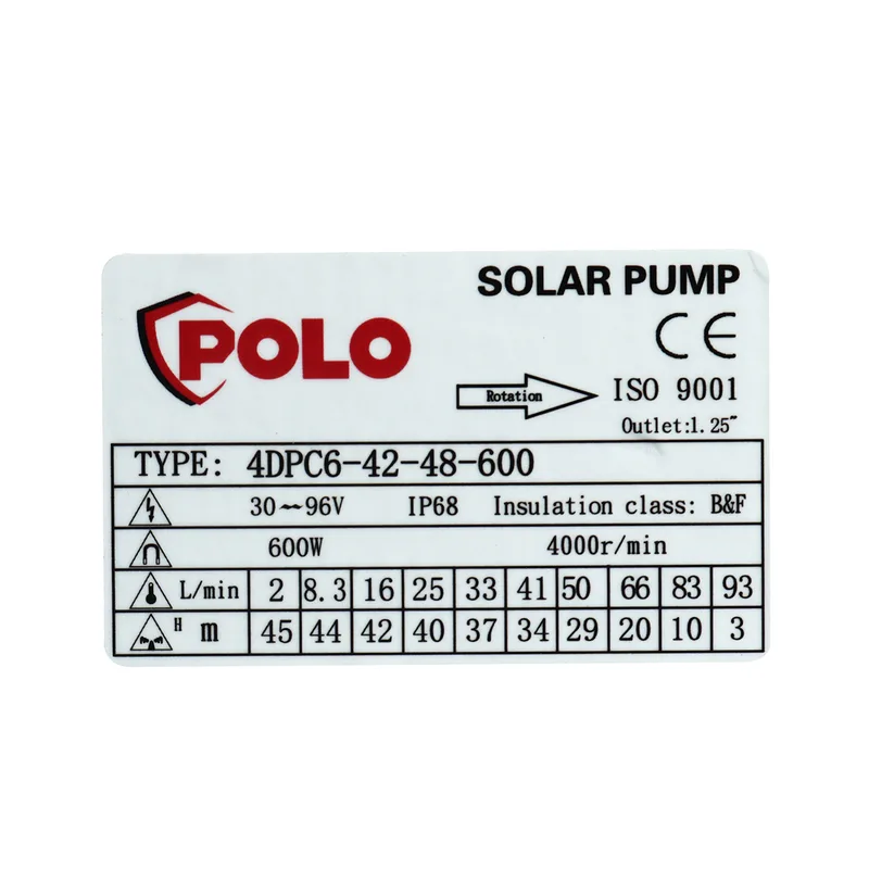 POLO ปั๊มบาดาลโซล่า 4" 4DPC-600W 48V MAX 42 ม. - Image 5