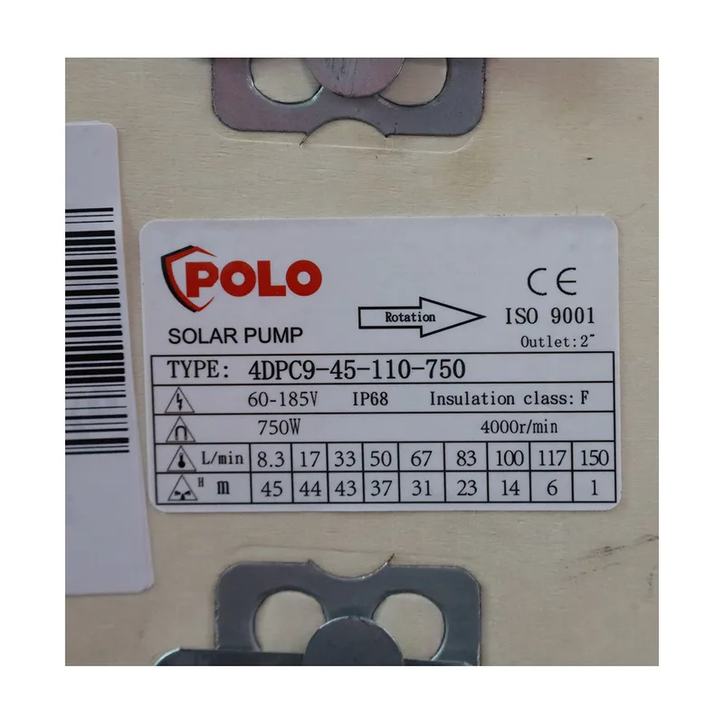 POLO ปั๊มบาดาลโซล่า 4" 4DPC-750W 110V MAX 45 ม. - Image 3