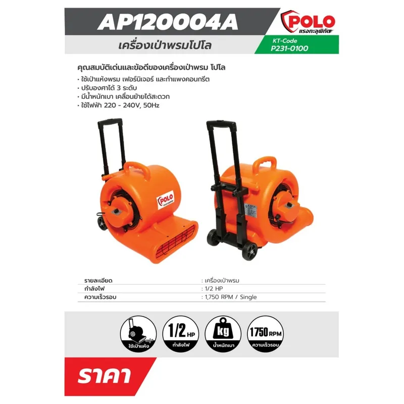 POLO เครื่องเป่าพรม/พื้น 9.3" 445W รุ่น AP120004A - Image 8