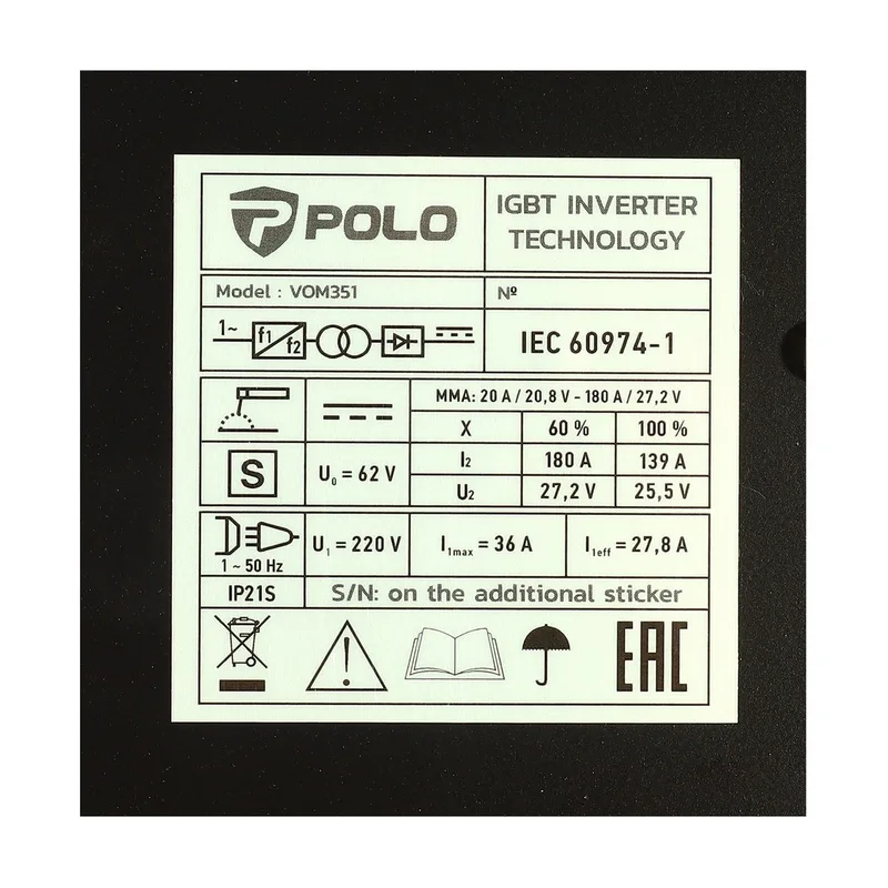 POLO เครื่องเชื่อม (IGBT) รุ่น VOM351 - Image 8