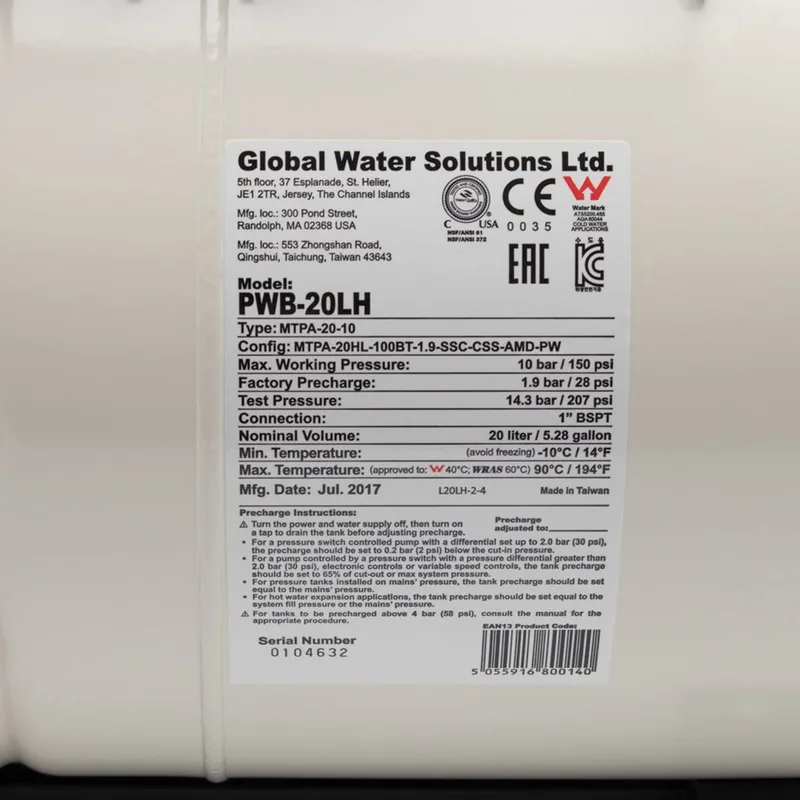 PRESSURE WAVE ถังแรงดันไดอะแฟรม 20 ลิตร แนวนอน พร้อมฐาน รุ่น PWB-20LH - Image 4