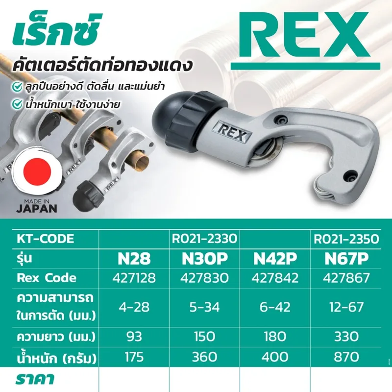 REX N67P คัตเตอร์ตัดท่อทองแดง