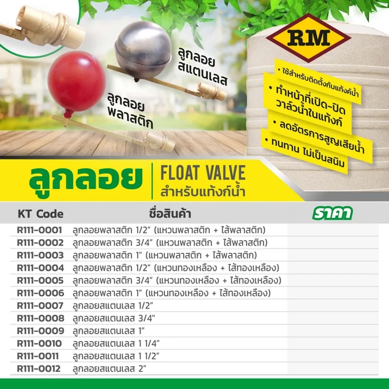 RM ลูกลอยพลาสติก 3/4" ไส้ทองเหลือง - Image 7