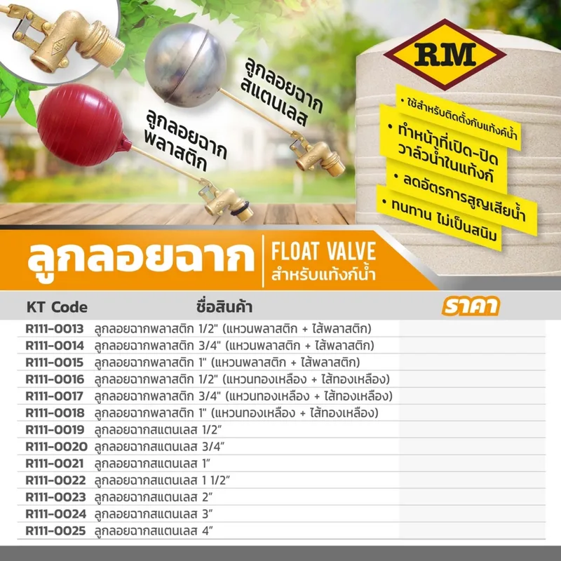 RM ลูกลอยฉาก พลาสติก 1" ไส้พลาสติก - Image 7