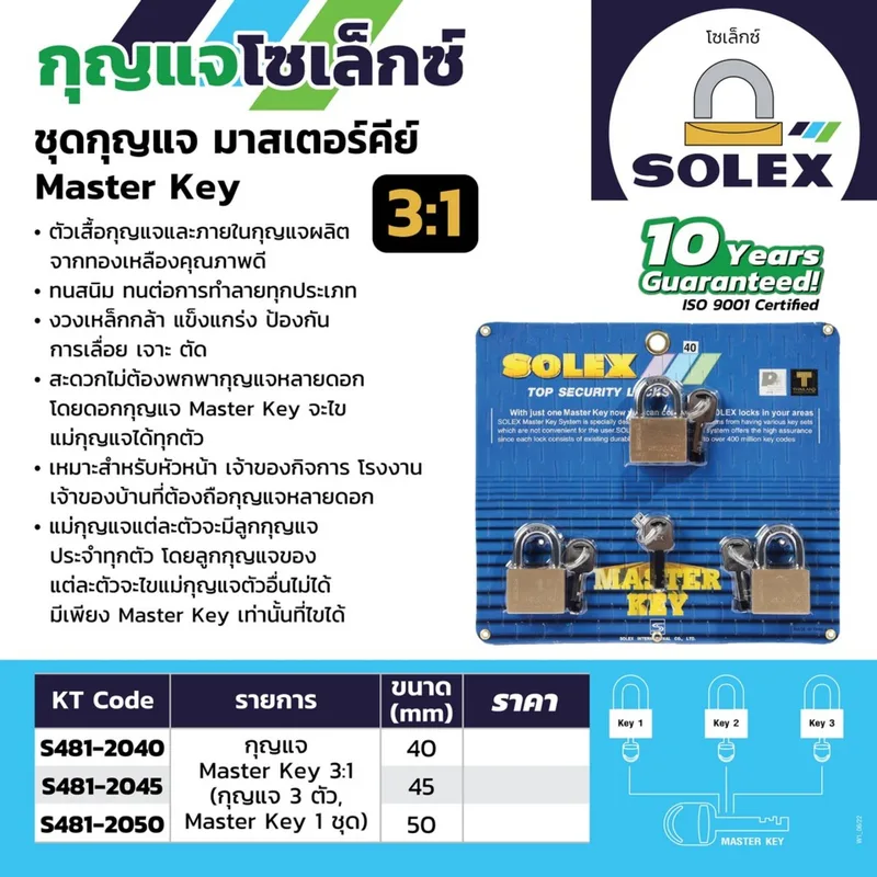 SOLEX มาสเตอร์คีย์ MTK 3:1 50MM. - Image 4