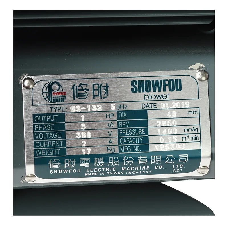 SHOWFOU BS-132 เครื่องเป่าลม 1 HP 380V - Image 3