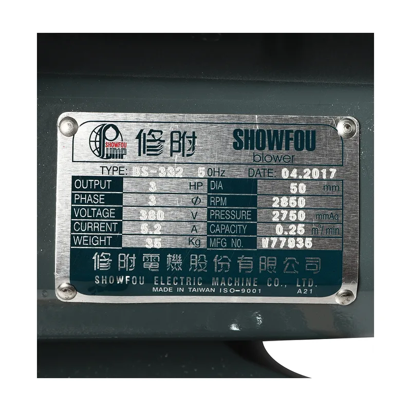 SHOWFOU BS-332 เครื่องเป่าลม 3 HP 380V - Image 4