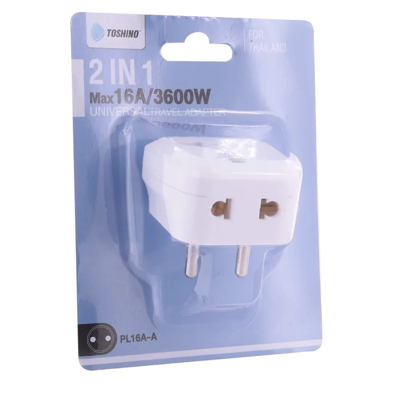 TOSHINO ปลั๊กแปลง 2IN1 2 ขากลม 16 แอมป์ รุ่น PL16A-A รองรับไฟ 3500W - Image 5