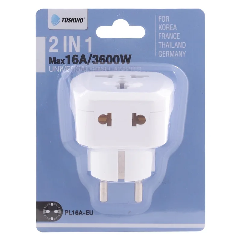 TOSHINO ปลั๊กแปลง 2IN1 ขากลม EU 16 แอมป์ รุ่น PL16A-EU รองรับไฟ 3500W - Image 10